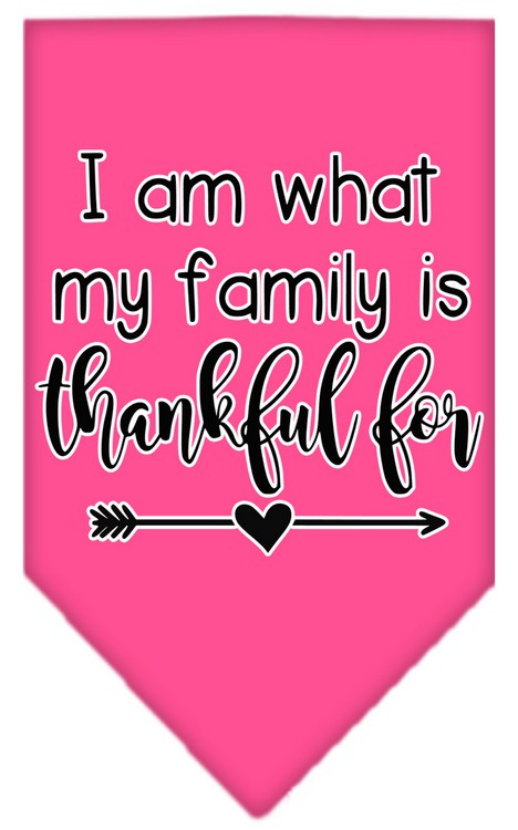 I Am What My Family is Thankful For Screen Print Bandana Bright Pink Large